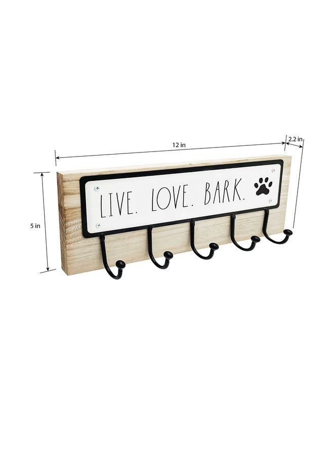 Rae Dunn Dog Leash Holder for Wall - Cute Dog Leash Hook Holder and Wall Mount Hanger Organizer for Pet Items, Keys, Collar and Leashes - Pet Themed Messages with Paw Print - Light Wood - Image 2
